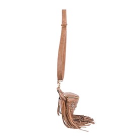 Jessica Simpson Calypso Belt Bag, Stylish Crossbody Purse with Adjustable Strap & Pockets, Almond Brown W/Suede Fringe