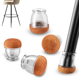Ezprotekt 24 Pcs Extra Small Clear Round Chair Leg Floor Protectors for Wooden & Tiles Floors, Felt Silicone Furniture Feet Cups Covers for Table, Couch, Chair Legs (XS Fit: 2/5" - 11/20")