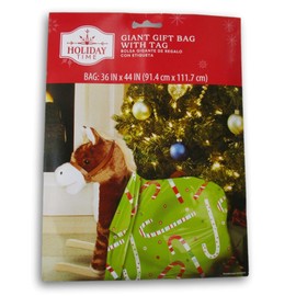 Christmas Oversize Gift Bag - Green with Candy Canes - 36 x 44 Inches