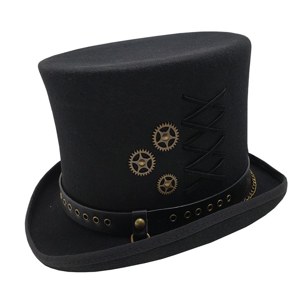 Different Touch 100% Wool Felt STEAMPUNK 6" Tall Top Hats