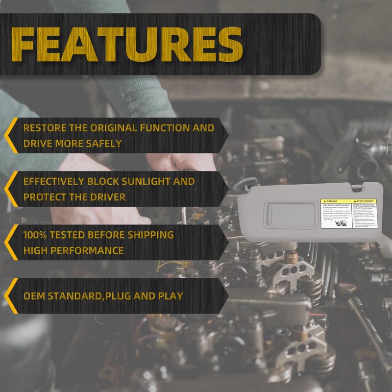 Dasbecan Left Driver Side Sun Visor Compatible with Toyota RAV4