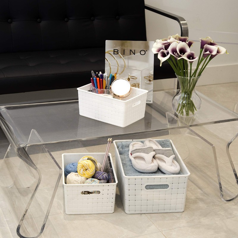 BINO | Plastic Basket, Large - White | 3 Pack