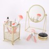 Makeup Brush Holder Vintage Glass Handmade Organizer with White Pearls