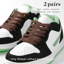 Stepace 2 Pairs Flat Trainer Shoe Laces 5/16" Wide Laces for Sneakers Sports Athletic Shoes - 15 Colors Shoelaces Brown 140
