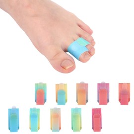 BOXOB 10pcs Broken Toe Wraps, Toe Protectors Bandages Adjustable Straightener Big & Small Support Prevent Friction for Men Women (Rainbow Color)