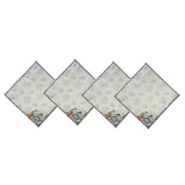 Newbridge Thanksgiving Pumpkin Vines Stonewashed Bordered Fabric Napkins, Set of 4 Napkins, Fall Season Multi-Colored Pumpkin Cottage Harvest Soil Resistant Holiday Party Napkins