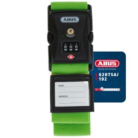 ABUS Luggage Strap with TSA Lock 620TSA/192 - Luggage Strap with 3-Digit Combination Code - Name Plate Included - Green