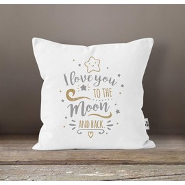 MoonWorks® Cushion Cover I Love You to The Moon and Back Love Gifts Declaration of Love White One Size