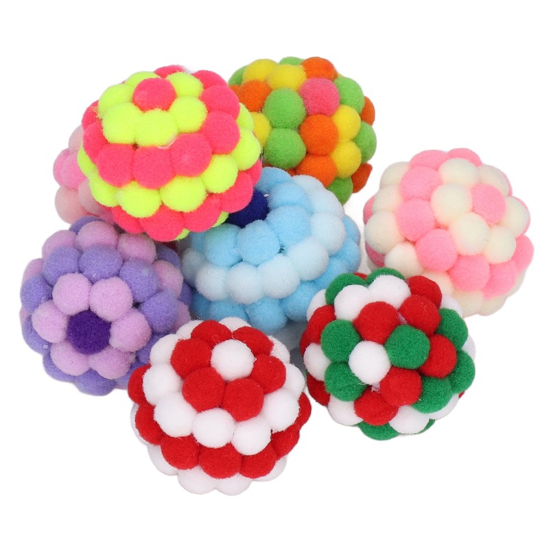 8pcs Cat Ball Toys Elastic Soft Colorful Interactive Chasing Chewing