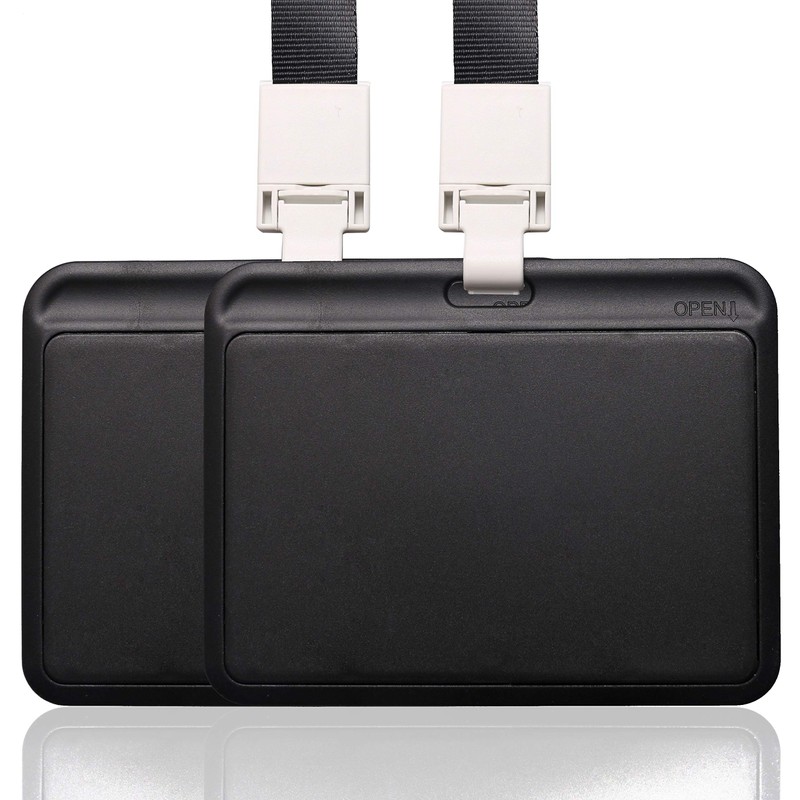 HiCycle2 2 Pack Black Badge Holder with Lanyard and Drawstring
