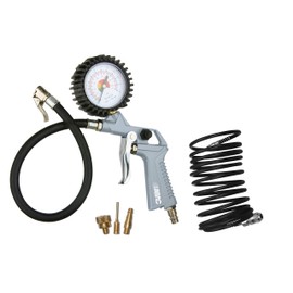 ABAC 5 Piece Air Inflator Kit for G-811TI Compressor, Includes Tyre Inflator with Pressure Gauge, Air Gun, 5m Spiral Hose, 3 Valve Adapters, Max Pressure 8 Bar