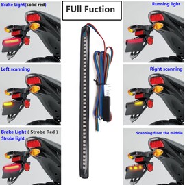 NBWDY LED Light Strip for Harley Davidson Motorcycle License Plate Tail Brake Stop Turn Signal 36LED-3528 8" Flexible led light for Motorbikes ATV Scooters
