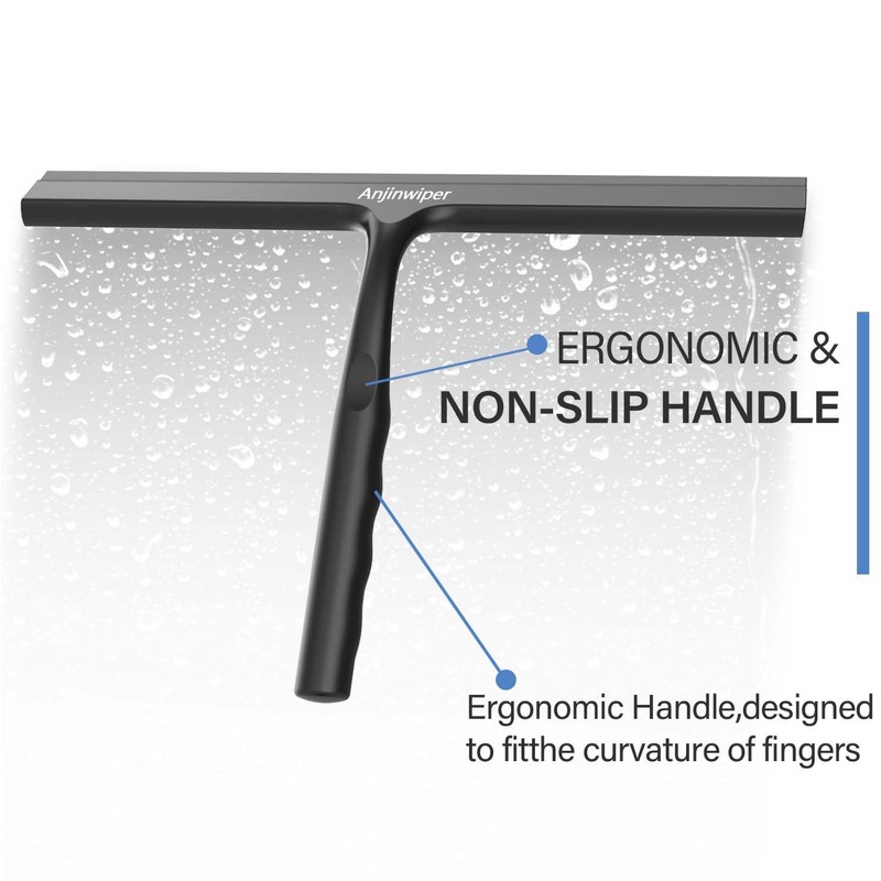 Anjinwiper Household Squeegee for Shower Glass Doors, Silicone Shower Squeegee