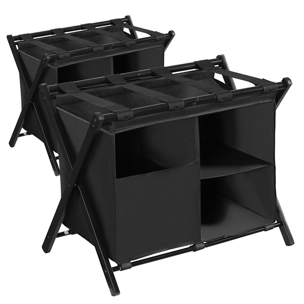 Heybly Luggage Rack with Laundry Bag, Pack of 2, Steel