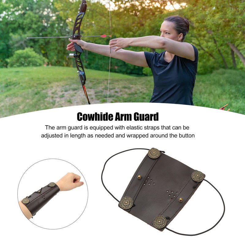 Archery Arm Guard Adjustable Strap Second Cowhide Arm Protector Pad