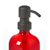 Red Glass Soap Dispenser with Black Metal Pump - 16oz