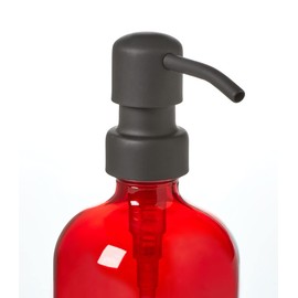 Red Glass Soap Dispenser with Black Metal Pump - 16oz Glass Jar Lotion Bottle, Refillable (Red/Black)