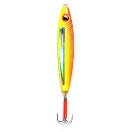 FLADEN Glow Stick Pirk, Luminous Sea Pirk with Drilling, 100 g - 750 g, Yellow/Orange, Lead-Free, Pirk, Norway Pirk (Yellow, 400 g)