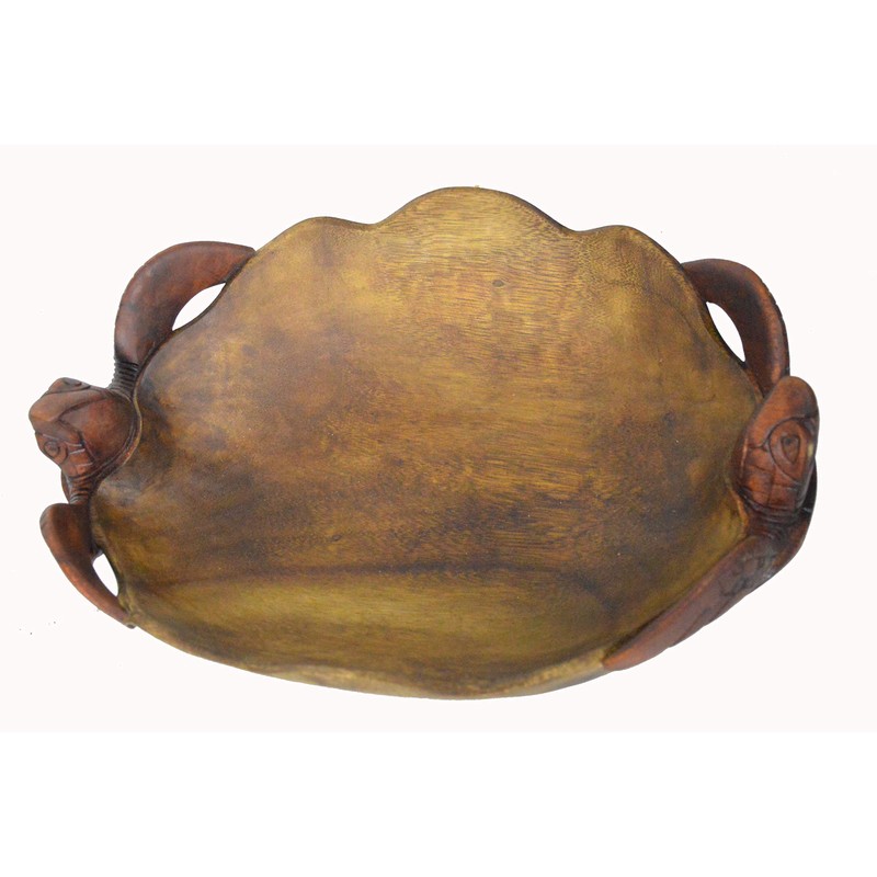 WorldBazzar Huge Double Turtle Bowl Hand Carved Mahogany Wood Nautical