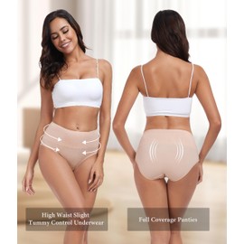 ANLIQI Women Cotton Underwear Briefs High Waist Tummy Control Underwear Soft Breathable Hipster Stretch Ladies Panties 4 Pack (4*White,3XL)