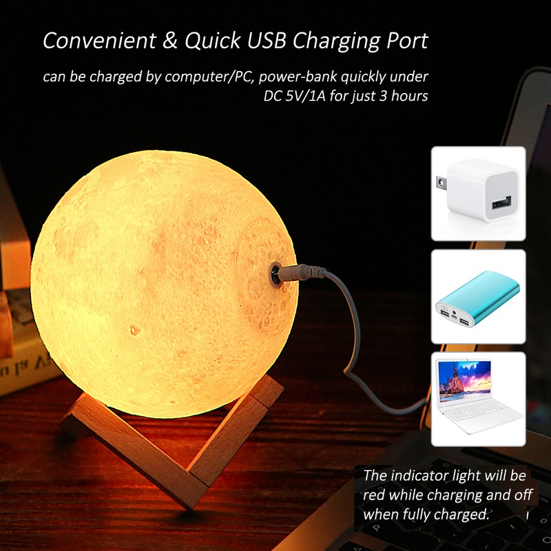 Tomshine Moon Light with Wood Stand Remote & Touching Control