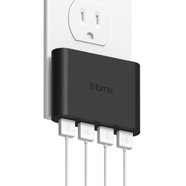 Cargador de Pared USB Slim iHome: Cargador USB Multipuerto AC Pro, Adaptador de Enchufe USB y Bloque de Carga para Teléfono, 4 Enchufes USB para Tomac