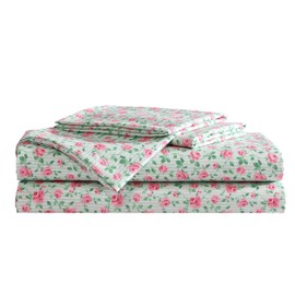 Betsey Johnson - Twin XL Bed Sheets, Fade & Wrinkle Resistant Bedding Set with Matching Sham(s), Soft & Lightweight Bedding Essentials (Flower Fun Green, Twin XL)