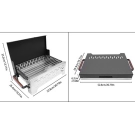 21in Portable Charcoal Grill Spit Barbecue, Foldable BBQ Grill Rack Rotisserie Stand, Tabletop Outdoor Grill Tool Roaster Firepit for Picnic, Outdoor Camping, Party, Patio, Backyard, Beach