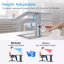 BoYata Laptop Stand, Ergonomic Aluminum Height Adjustable Computer Stand Lapt...