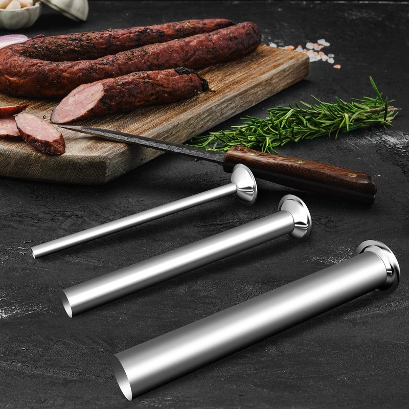 Wutfly 3 Sizes Stainless Steel Sausage Stuffing Tubes and Sausage