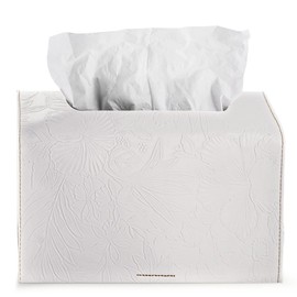 Hennaja Leather Cover for Disposable Paper Hand Towel Box, Compatible with Kleenex Paper Hand Towel(1-Carved White)