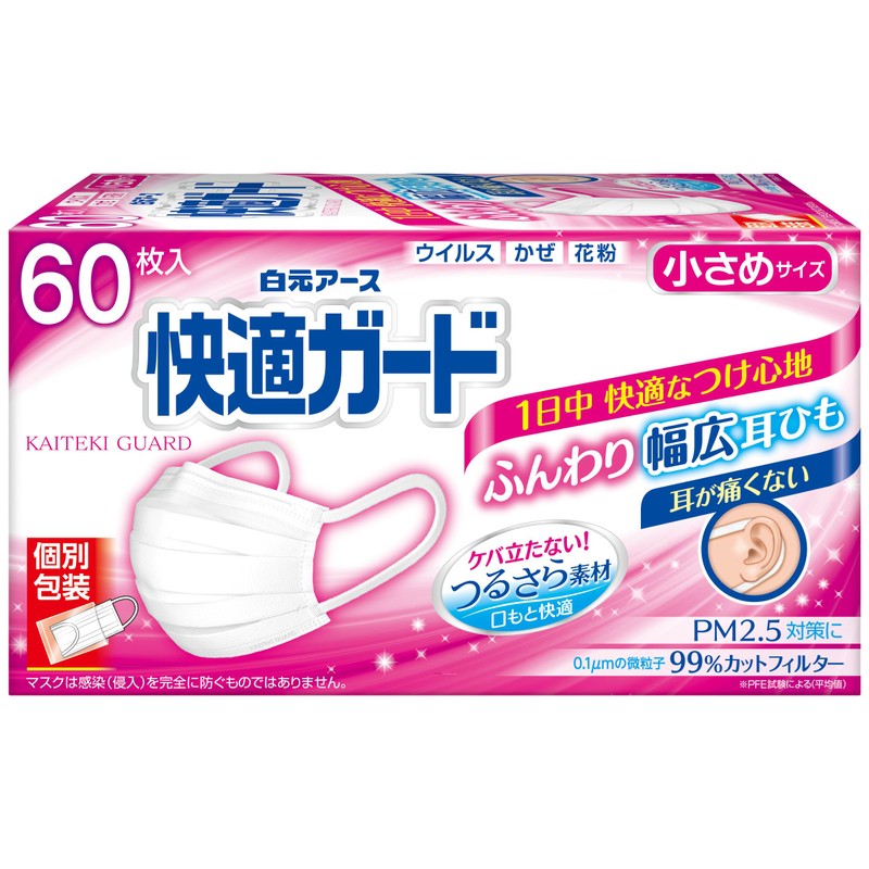Hakugen Earth Comfort Guard Masks, Small Size, 60 Pieces (Individually
