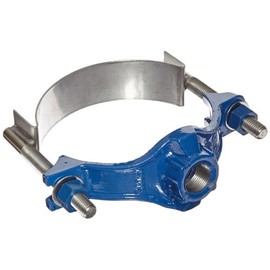 Smith-Blair Ductile Iron with Stainless Steel 304 Straps Repair Clamp, Service Saddle, Stainless Steel Bolt, 2 Bolts, 6" Pipe Size, 1" IP Outlet