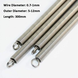 Pangyoo PYouo-Spring, 1Pcs 300mm Dual Hook Long Expansion Tension Spring,Hardware Accessories Wire Dia 0.7-1mm Outer Dia 5-12mm, Springs Accessories (Length : 1 x 10 x 300mm)