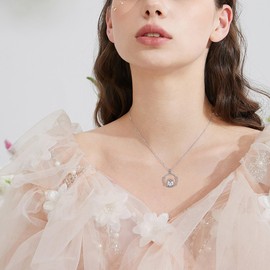 HUKKUN Hedgehog/Hummingbird/Duck/Phoenix Gifts Sterling Silver Animal Necklace Cute Jewelry Gifts for Women Girls, Sterling Silver, Zircon