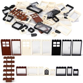 Feleph Windows and Doors Kit Interior Decoration Accessories MOC Building Block Set 118 Pieces and Parts Compatible with Major Brands