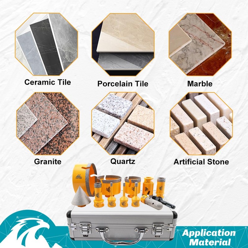 EXFEIN Tile Hole Saw Kit 8pcs - Diamond Core Drill
