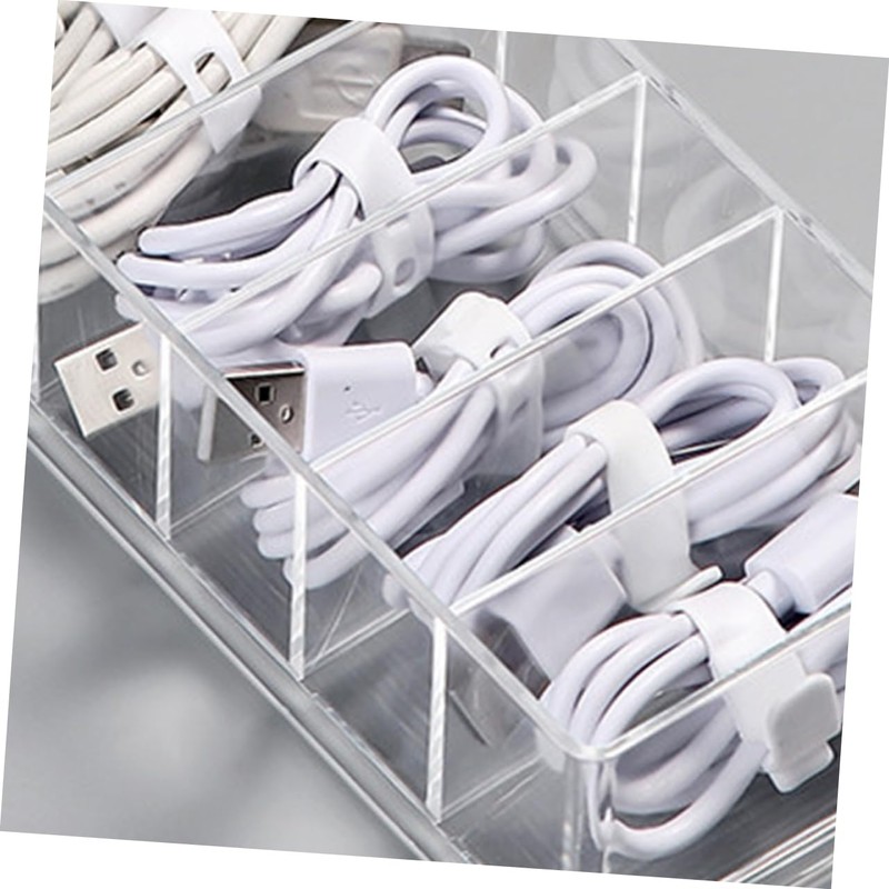 LABRIMP 1PC Transparent Multi Function Cable Storage Box Desktop Organizer