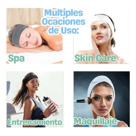 Banda Elástica Facial Universo en Linea 3 Pzas Velcro Sujeta Cabello Skincare                                                                         