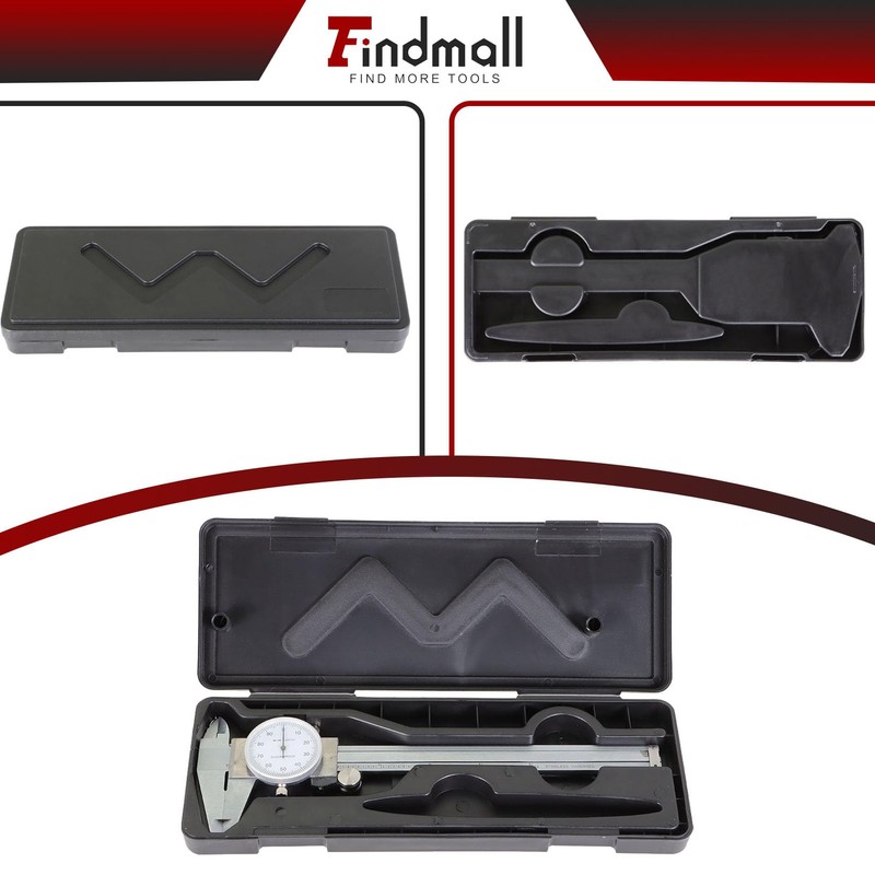 findmall 6" Dial Caliper 0.001 Stainless Steel Caliper Measuring Tool