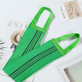 Colorful 2-Color Hypoallergenic Back Scrubber Exfoliating Bath Towel 80cm with Handle Exfoliating Towel (Green) 3ea