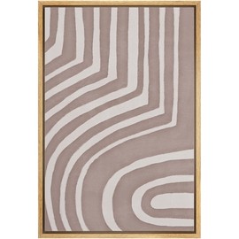 MUDECOR Framed Canvas Print Wall Art Brown Washed Out Tribal Ring Pattern Abstract Shapes Illustrations Modern Art Decorative Nordic Contemporary for Living Room, Bedroom, Office - 24"x36" Natural