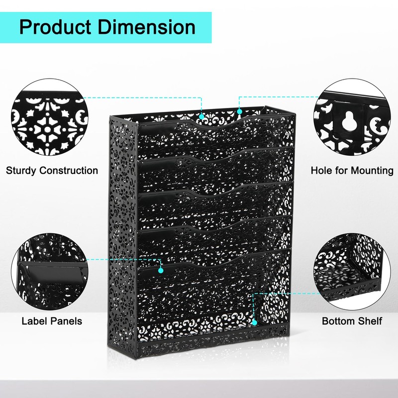 EasyPAG Desk File Organizer Heavy Duty Metal Wall Mount File