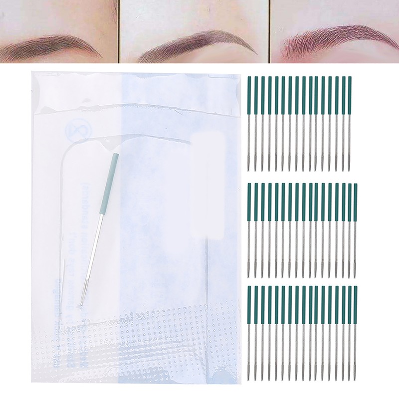 50PCS Professional Eyebrow Tattoo Needles Microblading Pen Shading Blades Permanent