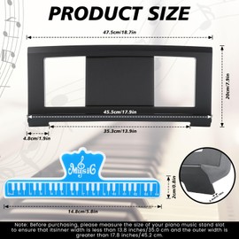 Feifeiya Music Sheet Stand, Music Rest Compatible with Yamaha PSR/YPT/KB/P Series, Keyboard Score Stand Set Includes 4 Book Clip, Piano Keyboard Stickers for 37-88 Key Models