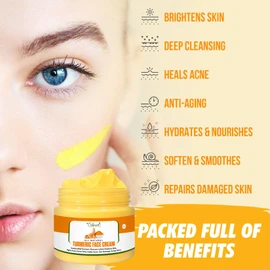 Turmeric Face Cream for Face & Body - All Natural Turmeric Skin Brightening Lotion - Turmeric Cleanses Skin, Fights Acne, Evens Tone, Fades Scars, Sun Damage, & Age Spots - Handcrafted Made in USA
