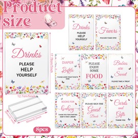 Yousoontic 8 Pcs Wildflowers Table Signs for Baby Shower Decorations 5 x 7" Baby in Bloom Acrylic Sign Centerpieces with Stand Wildflowers Shower Birthday Party Decorations