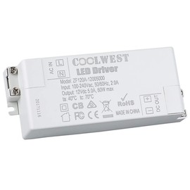 COOLWEST Transformer Driver Power Supply 60W 12V for LED Strip Lights and G4, MR11, MR16 Light Bulbs