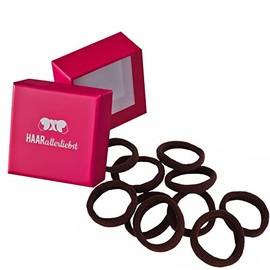 HAARallerliebst Hair Bobbles Dark Brown (Pack of 10 | Brown | 4 cm) with Box for Storage (Box Colour: Pink)