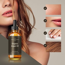 Organic Argan Oil Cold Pressed 3.4 Fl Oz - Moroccan Beauty Oil for Hair, Skin, Nails & Face, Vitamin E Rich, Non-Greasy, Natural Moisturizer